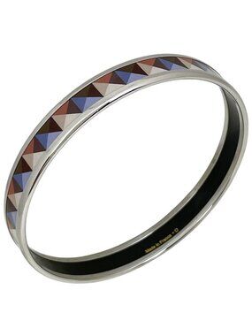 Hermes Enamel PM Bangle Metal Silver Multicolor Bracelet
